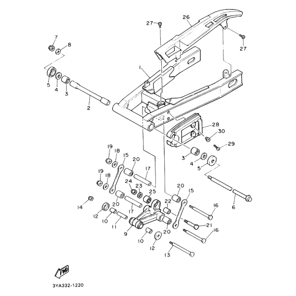 Nr 20 Lager Umlenkbock unten & Schwinge Yamaha FJ