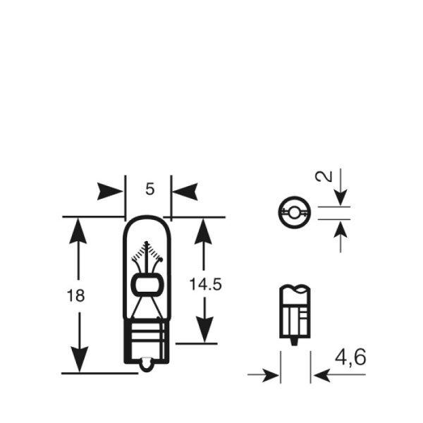 GLASSOCKELLAMPE 12V 1,7W W2X6,6D