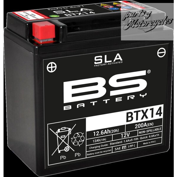 BATTERY BS BTX14 SLA werksseitig aktivierte wartungsfreie AGM-Batterien