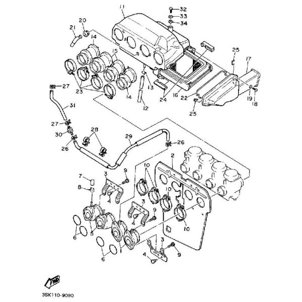 Yamaha FJ / XJR Ansaugstutzen Set 125 PS, VE 4 Stück ( Nr 1+5)